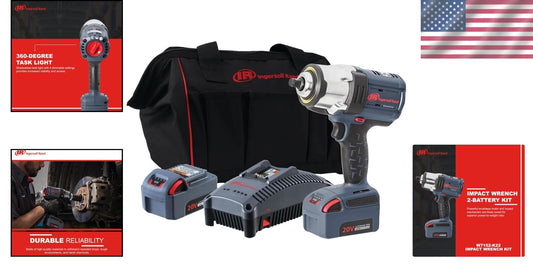 Compact 20V Impact Wrench - 1500 ft-lbs Torque, 2 Lithium Batteries & Charger