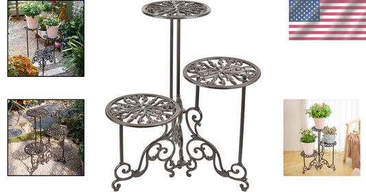 Durable Rust-Resistant 3-Tier Plant Stand - Foldable & Stylish for Any Space