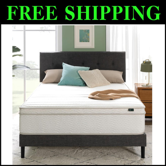 12 Inch King Hybrid Mattress - Medium Firmness, Certified Safe & Fiberglass Free