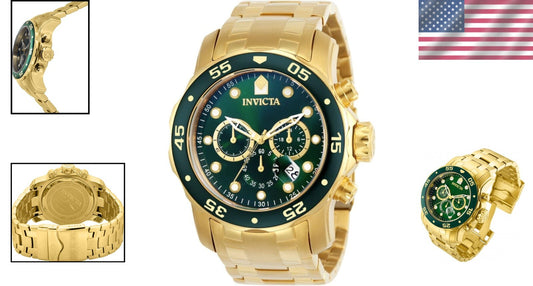 Luxury Gold Tone Diver Chronograph Watch - 200m Water Resistant & Stylish
