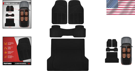 Custom Trim-to-Fit Black Rubber Floor Mats for Cars, SUVs & Trucks – 4 Piece Set