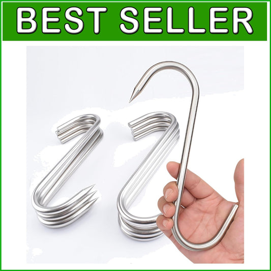 10" Heavy Duty Stainless Steel Meat Hooks - 8 Pack for Butchers & Hunters