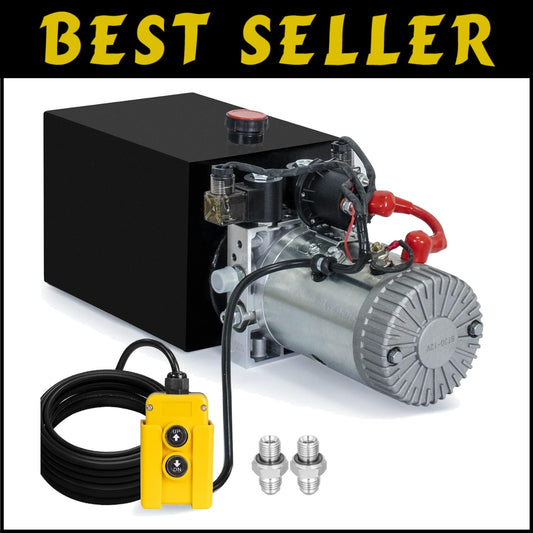 Powerful 12V Dump Trailer Hydraulic Pump with 8 Quart Capacity & Remote Control
