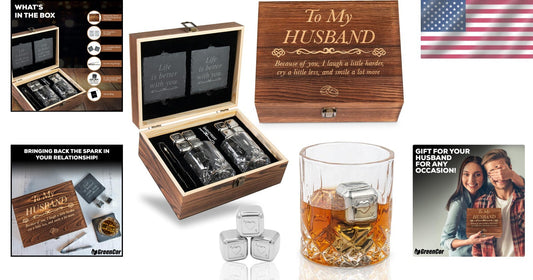 Engraved Whisky Glass and Stainless Steel Stones Set - Unique Anniversary Gift