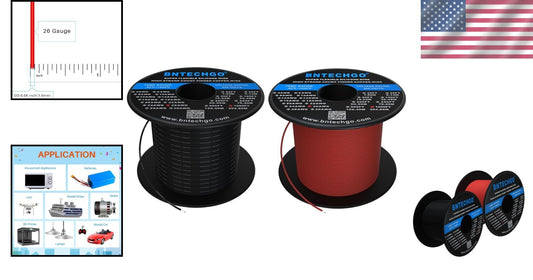 26 AWG Silicone Wire Spool - 2000ft Red & Black, Ultra-Flexible Tinned Copper