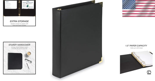 Classic Black Presentation Binder with Brass Round Rings - Holds 325 Sheets