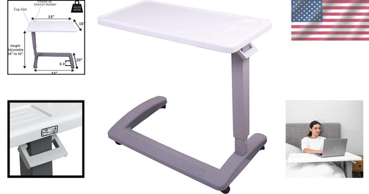 Compact Overbed Table with Wheels - Ideal Rolling Bedside Tray for Easy Access