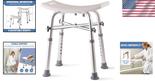 Compact Shower Chair for Seniors - Adjustable Height with Heavy Duty Support