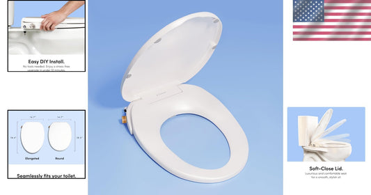 Elegant Non-Electric Bidet Seat with Self-Cleaning Nozzles – White/Bamboo