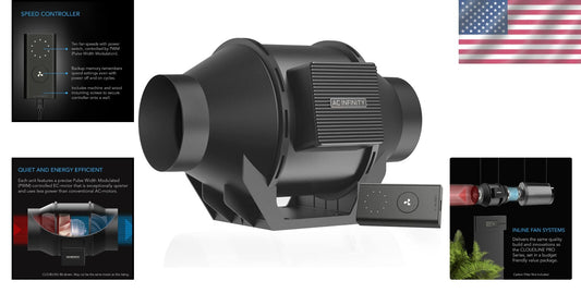 Compact 4-Inch Inline Duct Fan - Perfect for Bathrooms, Kitchens & Grow Spaces