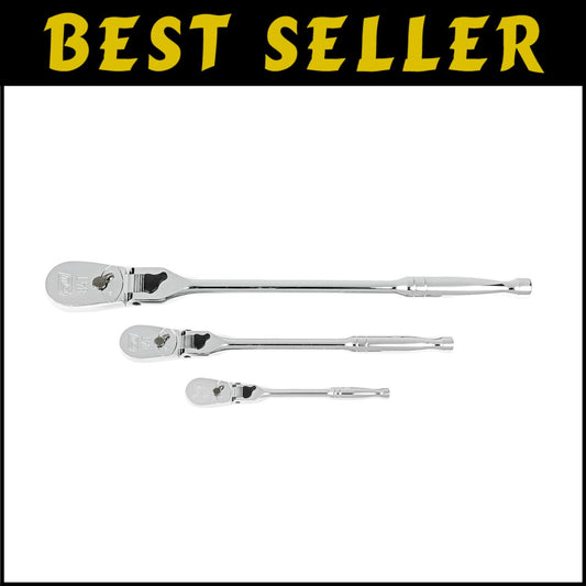 Durable Polished Chrome 3-Piece Locking Flex Ratchet Set - 84 Tooth Design