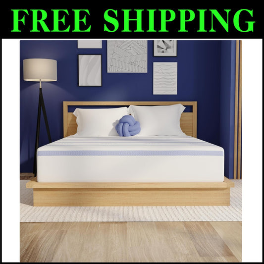 King Size Gel Memory Foam Mattress - Luxurious 12-Inch Bed-in-a-Box, Cooling Gel