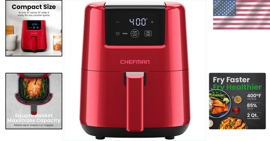 2 Qt Red Air Fryer with Touch Control & Safety Shutoff – Perfect for 1-2 People