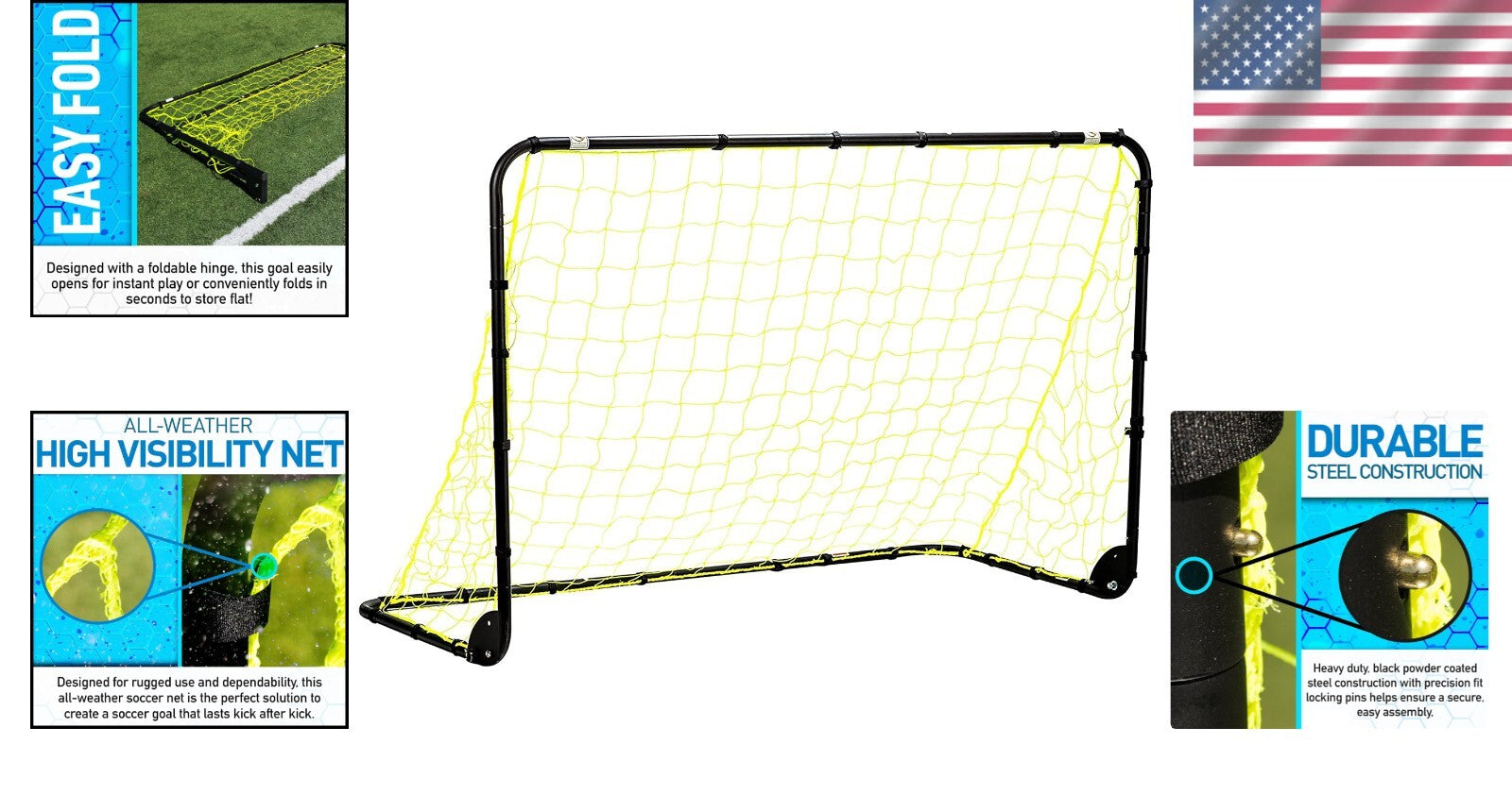 Competition-Grade 6' x 4' Soccer Goals - Lightweight & Easy to Assemble
