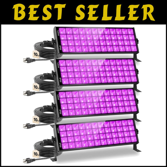 120W Fluorescent Reactive LED Black Lights - 4 Pack with 10ft Cord for Outdoor