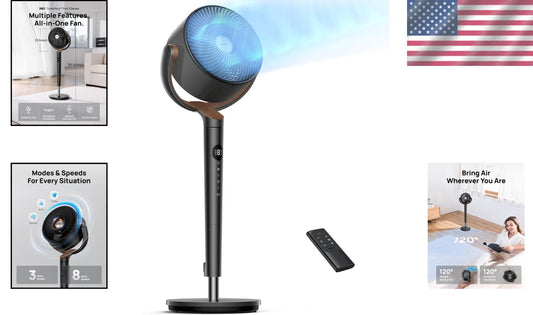 Energy-Efficient DC Motor Floor Fan with Adjustable Height and 120° Oscillation