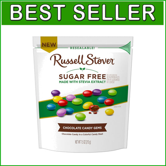 Delicious Sugar Free Chocolate Candy Gems - Resealable 7.5 oz Bags, Set of 5