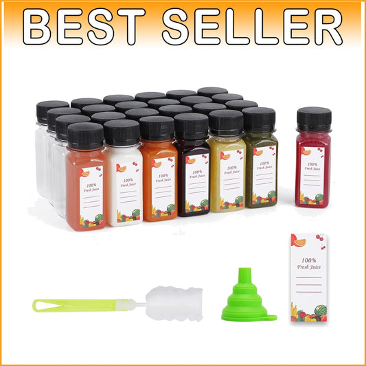 Clear 2 Oz Juice Bottles - 150 Pack with Caps, Funnels & Brushes for Smoothies
