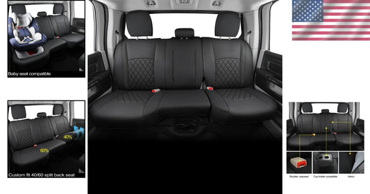 Custom Fit Faux Leather Rear Bench Seat Covers for 2011-2025 RAM Trucks