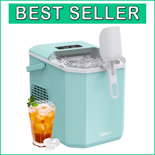Quiet Portable Ice Maker with Basket & Scoop - Ideal for RV, Camping, and Home
