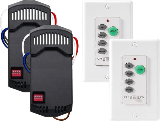 2 Pack Ceiling Fan Remote Control with Light Dimmer - Fits Hunter & Hampton Bay