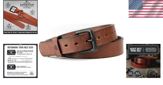 All American Veg-Tanned Leather Belt - Lifetime Warranty for Men’s 42" Fit