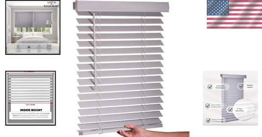 2" Smooth Light Gray Faux Wood Blinds - Cordless Window Treatment for Any Room