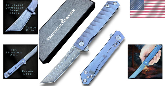 Utility-Tuned Damascus Steel Knife with TC4 Titanium Handle - EDC Sunday Special