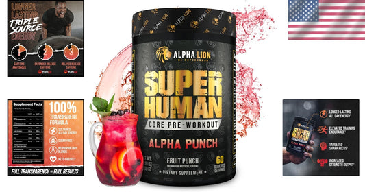 Alpha Punch Core Pre-Workout Powder with Creatine & Sustained Energy—60 Servings