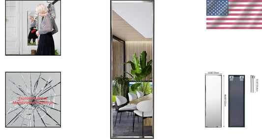 Elegant 14x48 Inch Full-Length Wall Mounted Mirror for Bedroom & Bathroom Decor