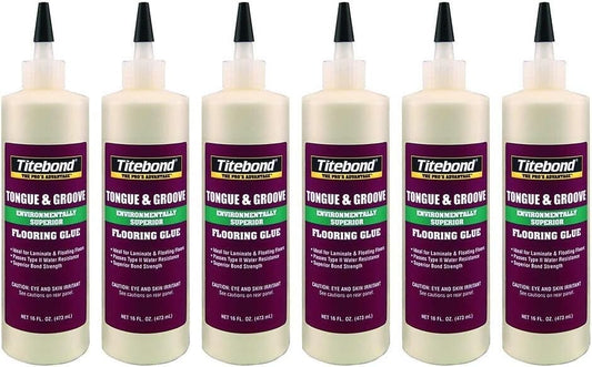 6 Bottles of Titebond Tongue & Groove Flooring Glue - Water Resistant Bonding