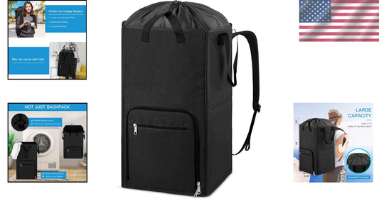 Large Durable Backpack Hamper with Zipper and Drawstring Closure for Easy Use
