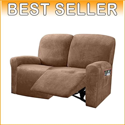 Custom-Fit Velvet Reclining Love Seat Slipcover, Machine Washable for Easy Care