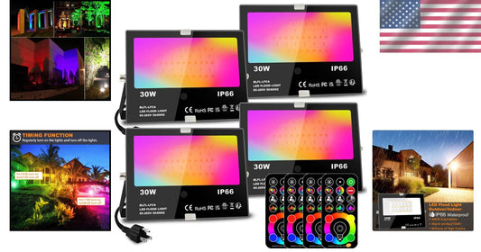 Bright 30W RGBW Waterproof Lights with Remote - Ideal for Events & Decorations