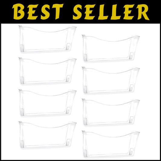 Efficient 8 Pocket Wall File Organizer - Clear Plastic for School, Home & Office