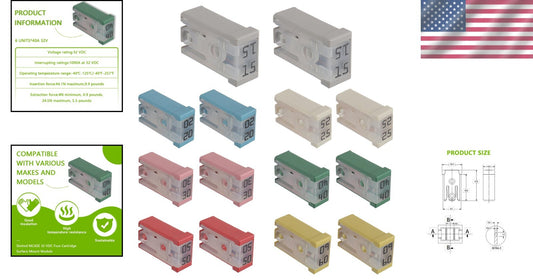 32V Mini MCASE Automotive Fuse Kit - 14pcs, 15A to 60A for Reliable Protection