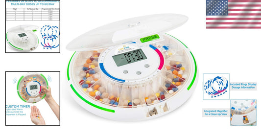 Advanced Electronic Medication Organizer with Alerts - 6 Dosage Templates & LCD