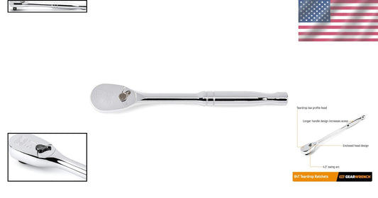 Professional 84-Tooth Teardrop Ratchet with Full Polish Chrome Finish