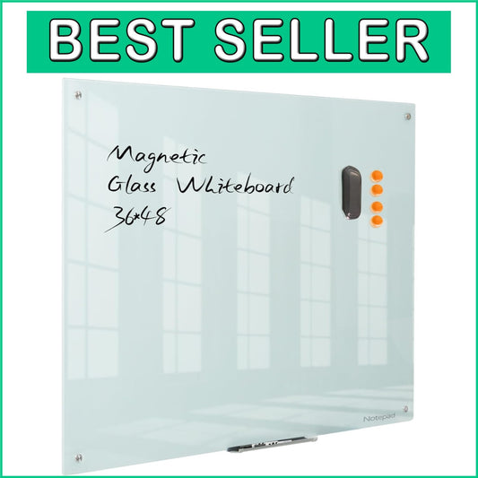 Frameless Magnetic Glass Dry Erase Board 48x36 - Elegant Wall-Mounted Solution