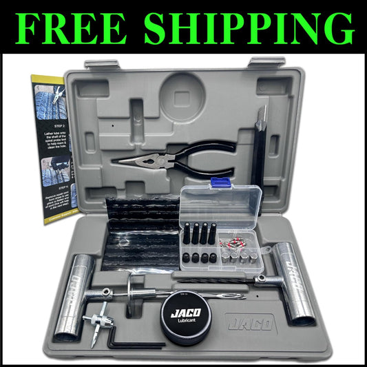 50-Piece JACO Tire Repair Kit with Hard Case – Essential Roadside Emergency Tool