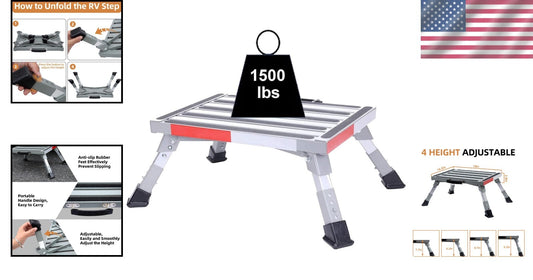 19'' x 14.5'' RV Step Stool with Non-Slip Gripper Strips - Safe Access for All