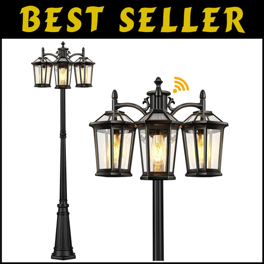 Modern Outdoor Lamp Post Light - 3-Head Waterproof Design with LED Compatibility