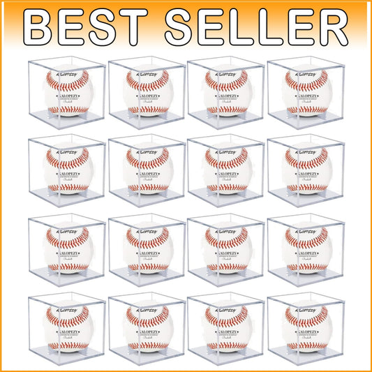 16-Pack UV Protected Acrylic Baseball Display Cases - Ideal for Memorabilia