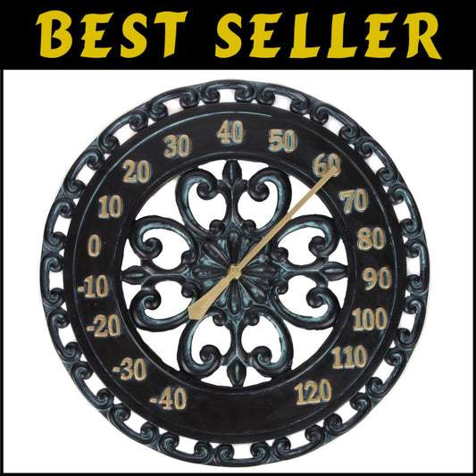 Large 13-Inch Black Wall Thermometer with Retro Design - Ideal Gift for Home