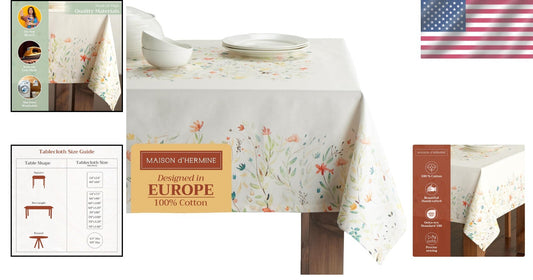 Elegant 60"x90" Cotton Tablecloth with Pleated Corners - Ideal for Any Occasion