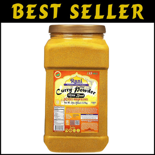 Mild 10-Spice Curry Powder by Rani - 5lbs PET Jar, No Additives, All-Natural