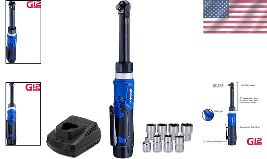 Professional ACDelco 12V Extended Ratchet Wrench Tool Kit - 1 Battery Included