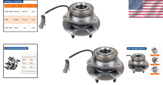 Ball Bearing Wheel Hub Assembly - Fits 2005-2006 Equinox, 2006 Torrent, 2007 Vue