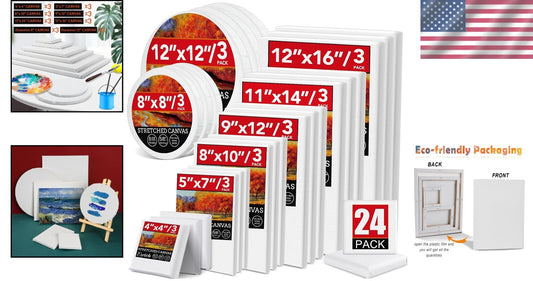 Diverse 24 Canvas Set with Round and Rectangle Shapes - Ideal for Creators