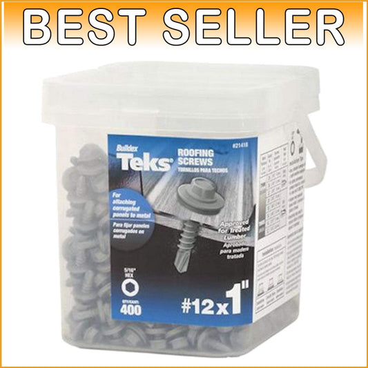 Effortless Metal-to-Metal Roofing with Teks 1" HEX Washer Head Screws - 400ct